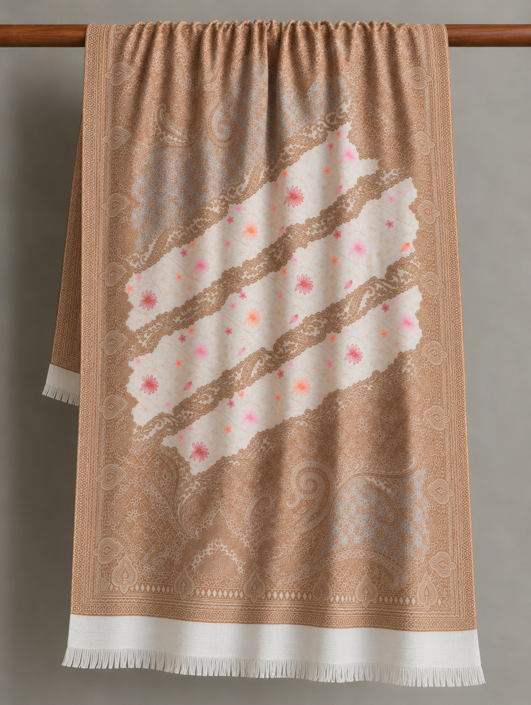 Beige Floral pashmina
