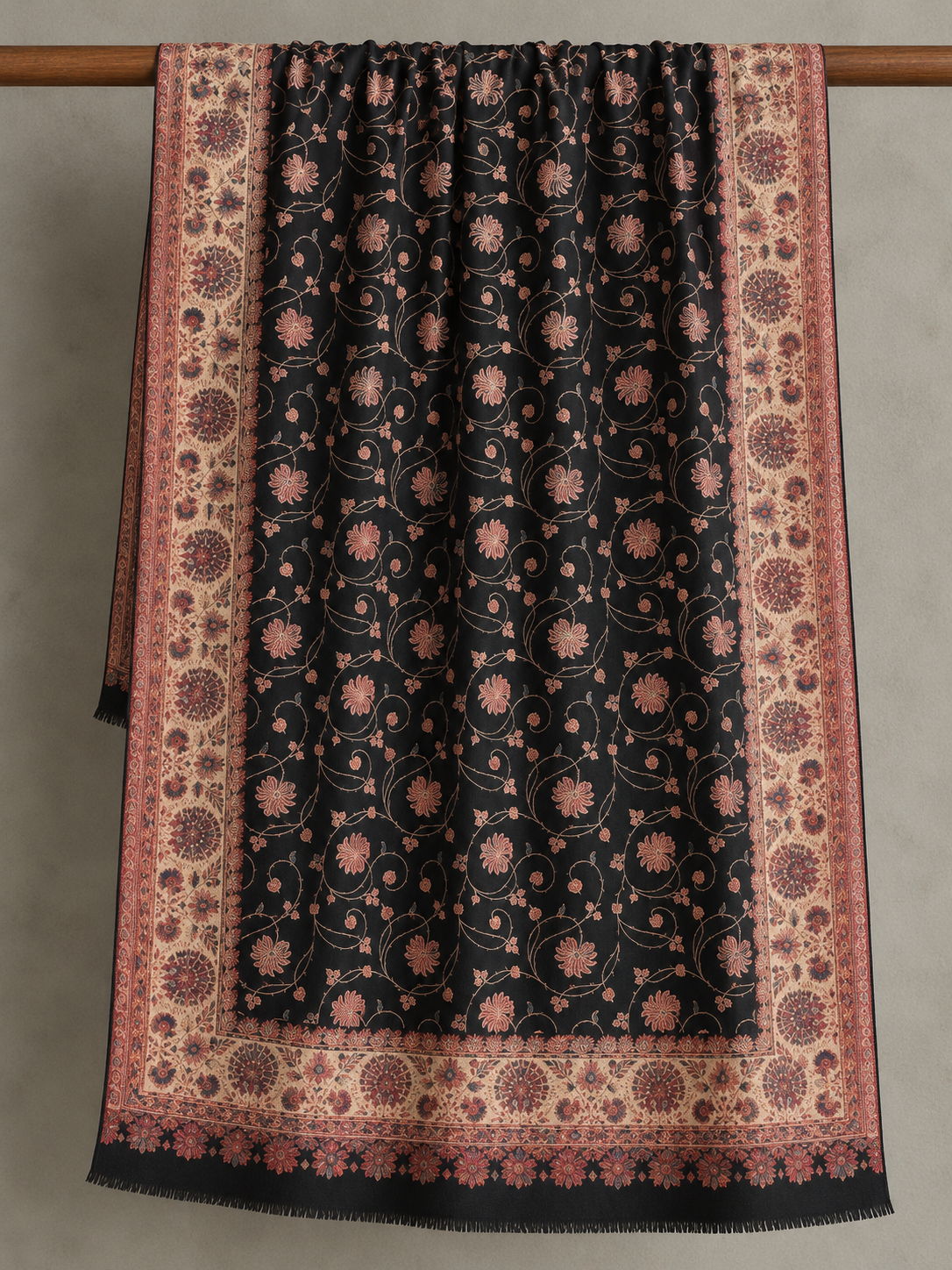 Black Floral pashmina