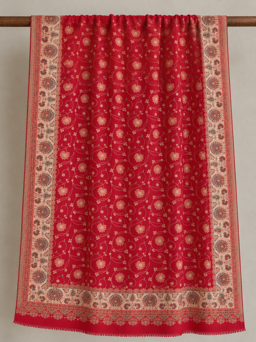 Crimson Floral pashmina